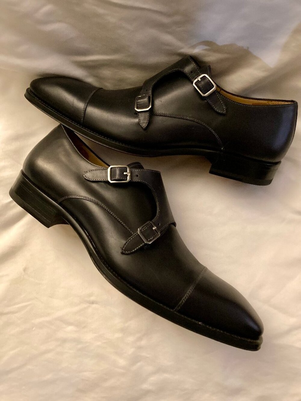 Excellent Condition, Men's SZ 11 Medium, Mezlan Double Strap Dress Shoes, Black